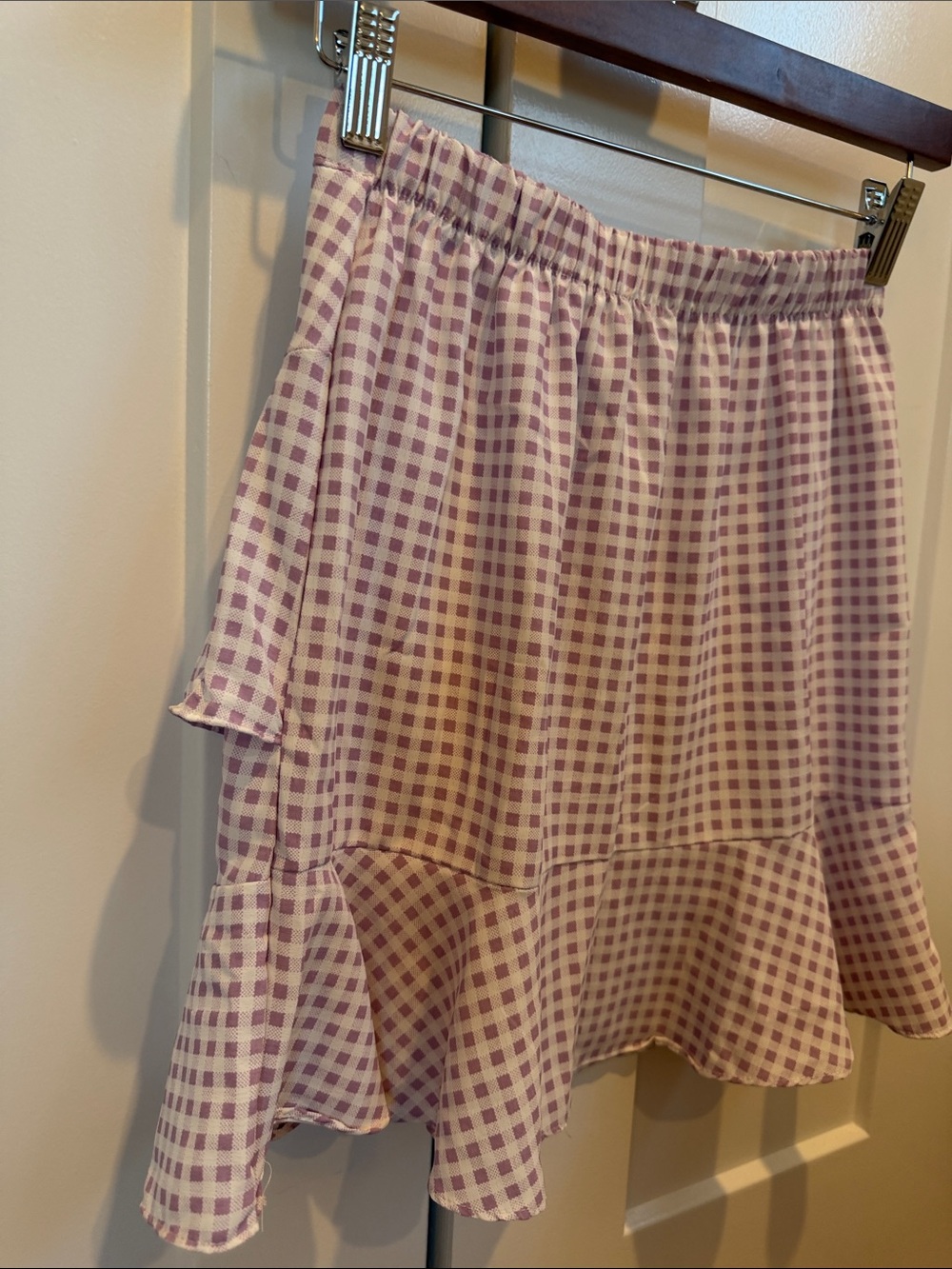 A’ltard State XS Lavender Gingham Ruffle Mini Skirt Made in USA - Picture 7 of 11